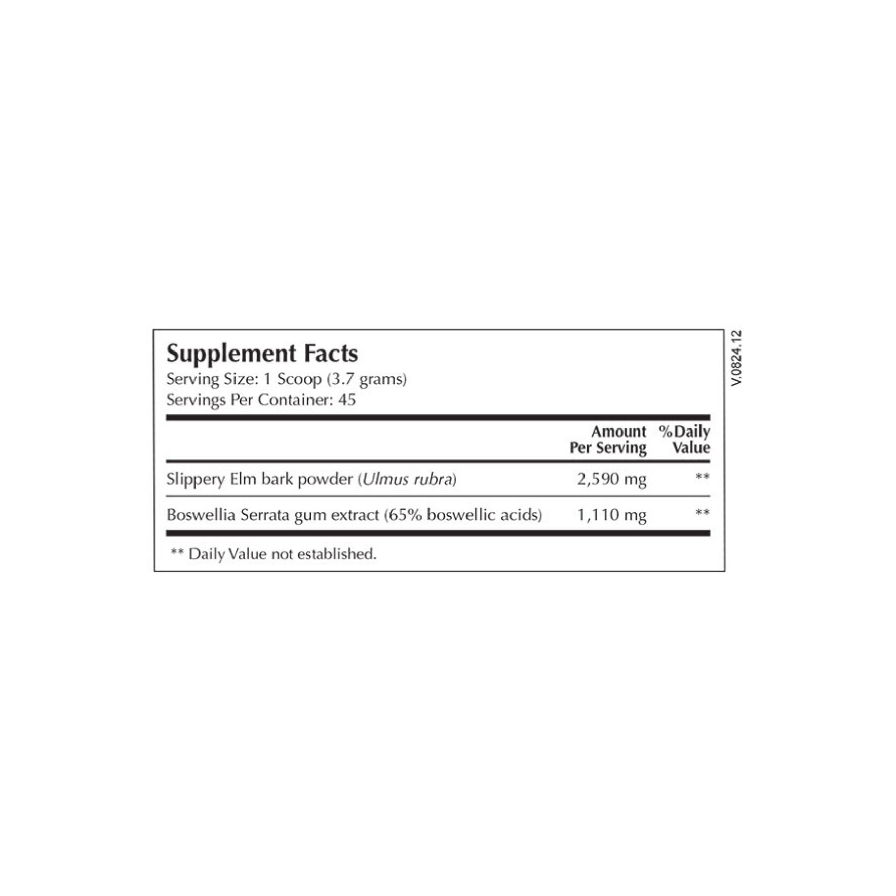 Moss Nutrition Slippery Elm Select bottle showing supplement packaging and branding