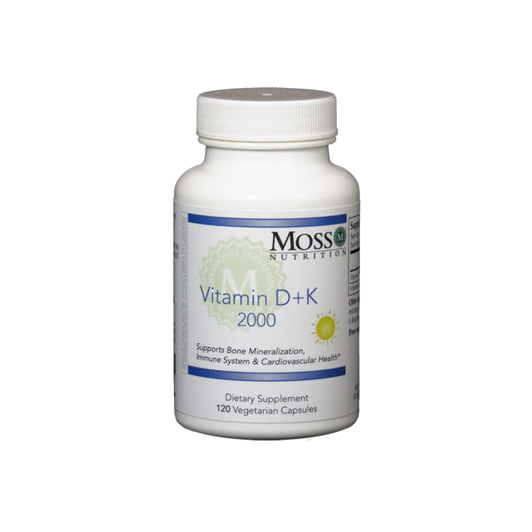 Moss Nutrition Vitamin D + K 2000 immune and bone support supplement