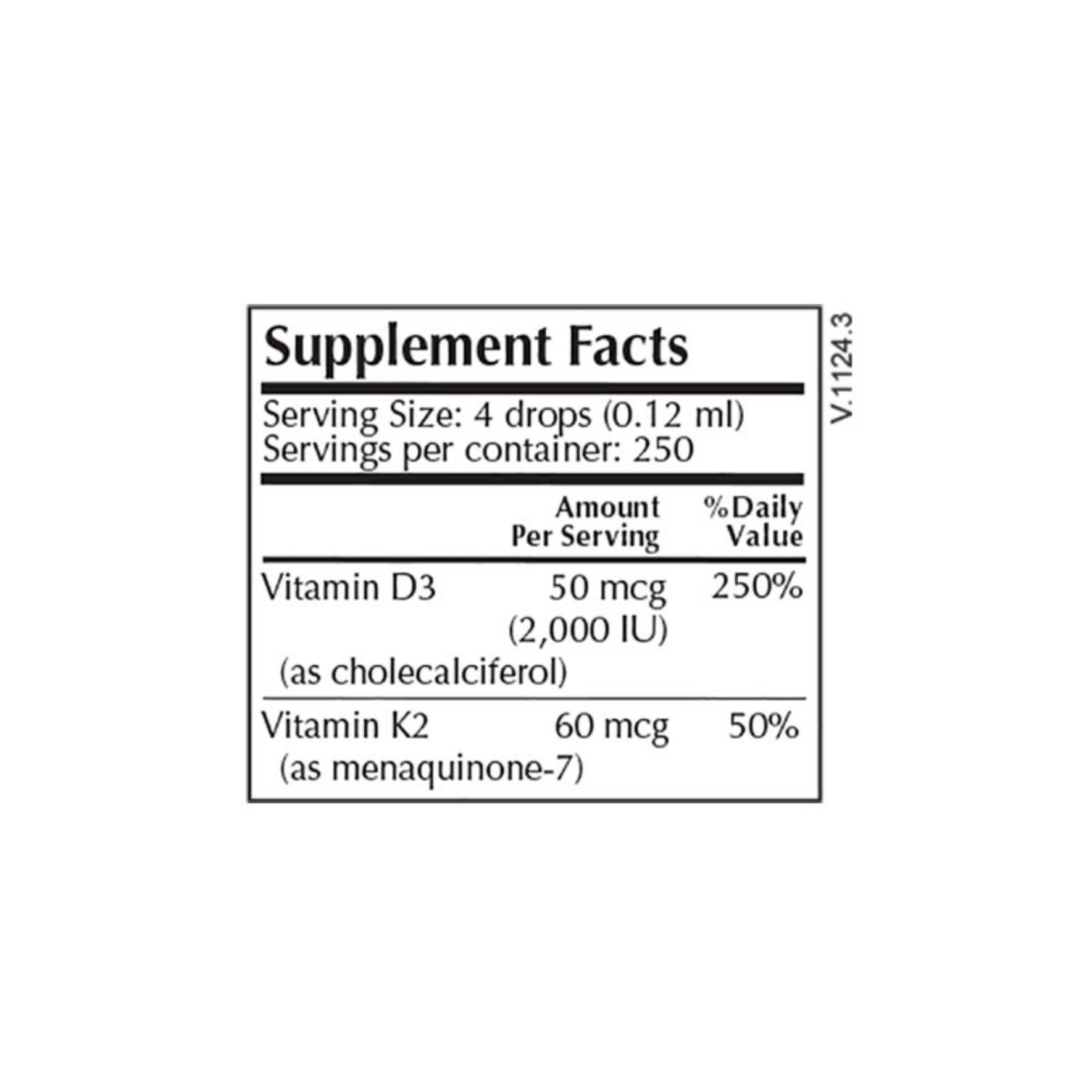 Moss Nutrition Vitamin D + K Liquid bottle showing supplement packaging and branding