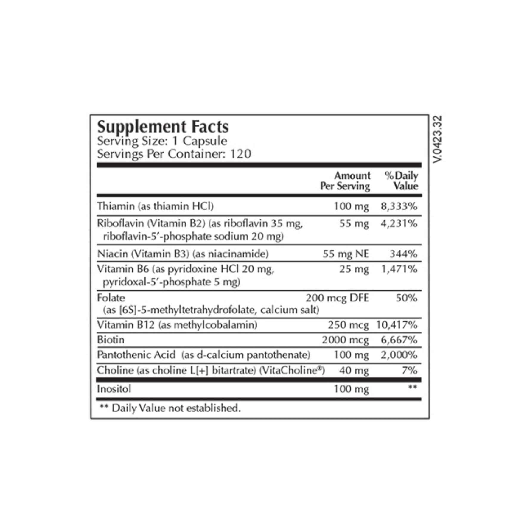 Moss Nutrition B-Complex Select bottle showing supplement packaging and branding