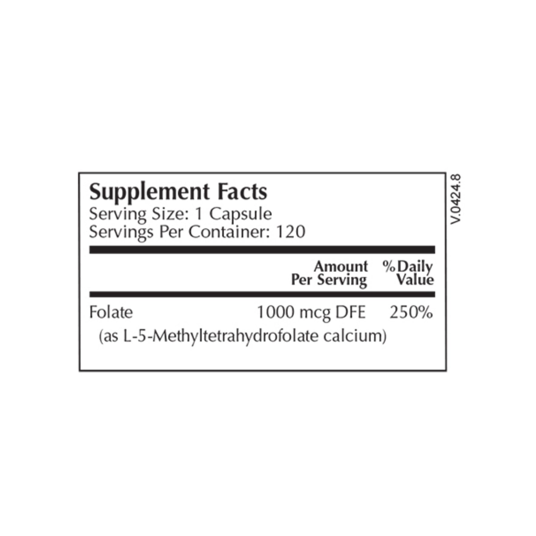 Moss Nutrition L-5-MTHF bottle showing supplement packaging and branding