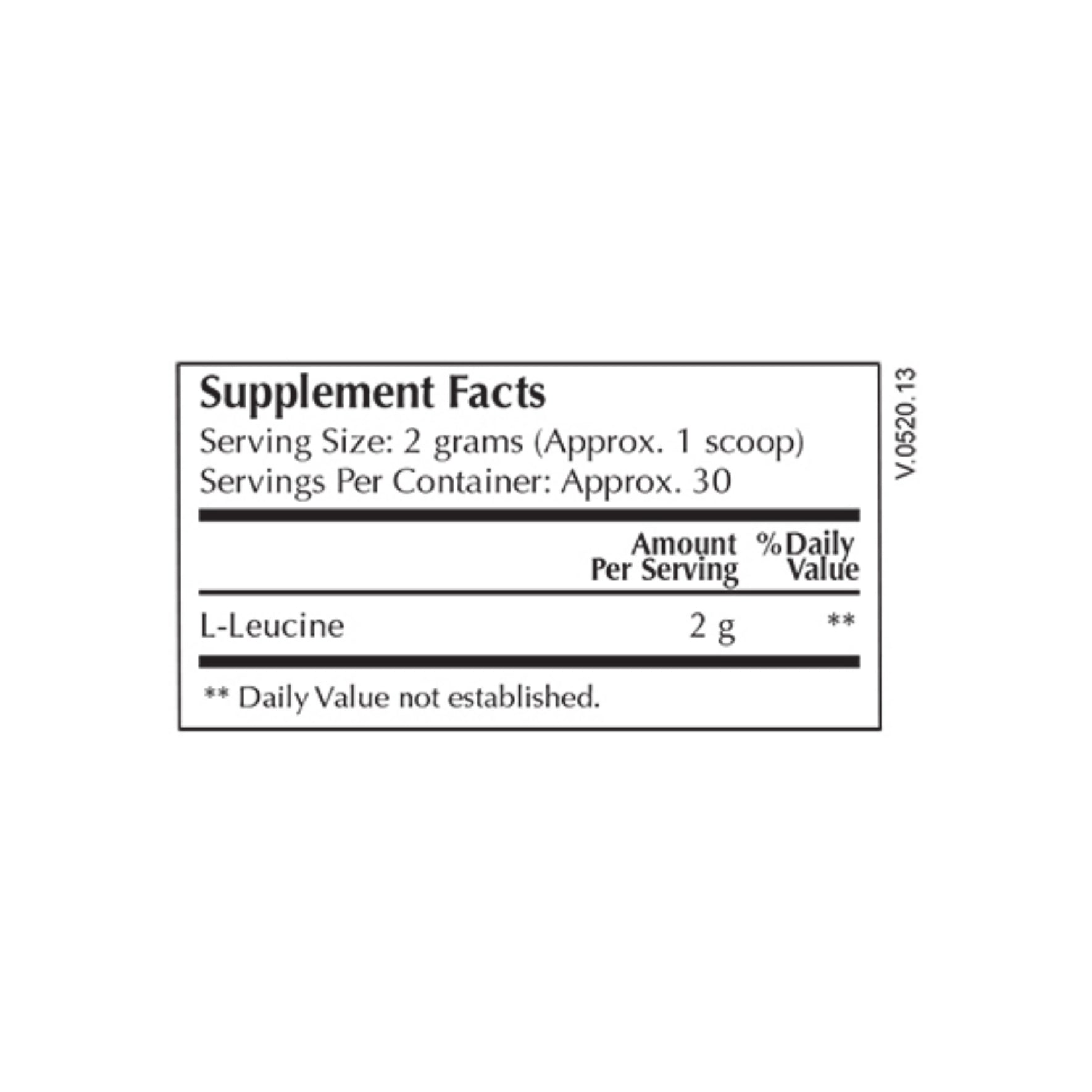 Moss Nutrition Leucine Powder bottle showing supplement packaging and branding