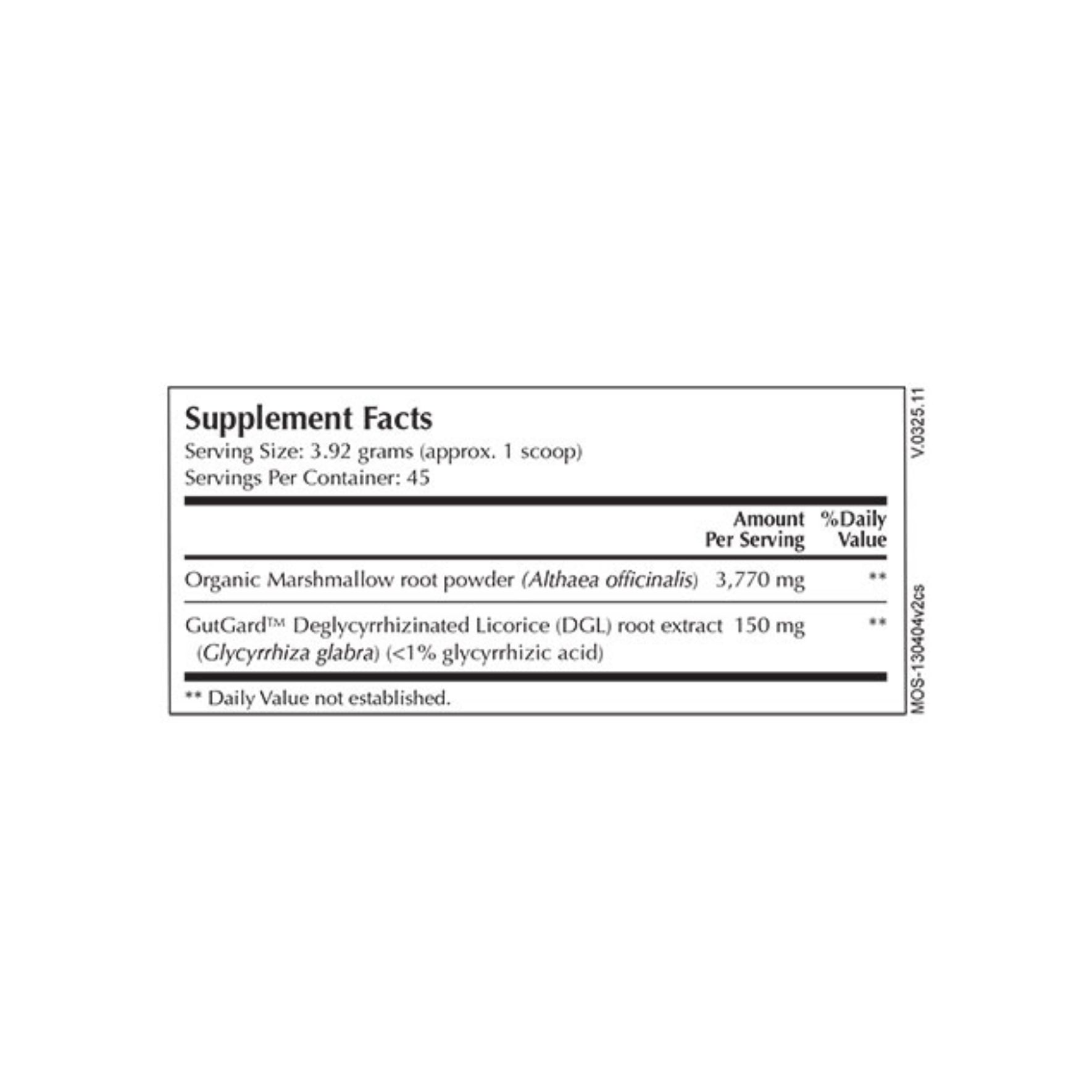 Moss Nutrition Marshmallow Select bottle showing supplement packaging and branding
