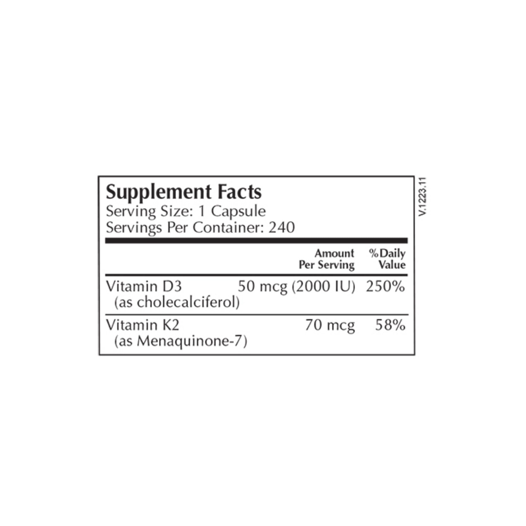 Moss Nutrition Vitamin D + K 2000 bottle showing supplement packaging and branding