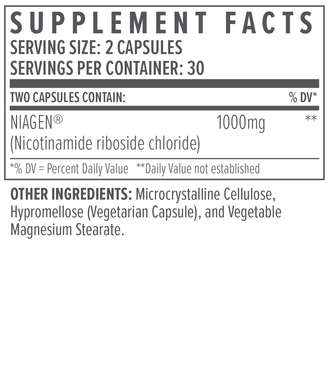 Biote NAD-1000 supplement facts detailing NAD precursor concentration, cellular energy support ingredients, and serving guidance