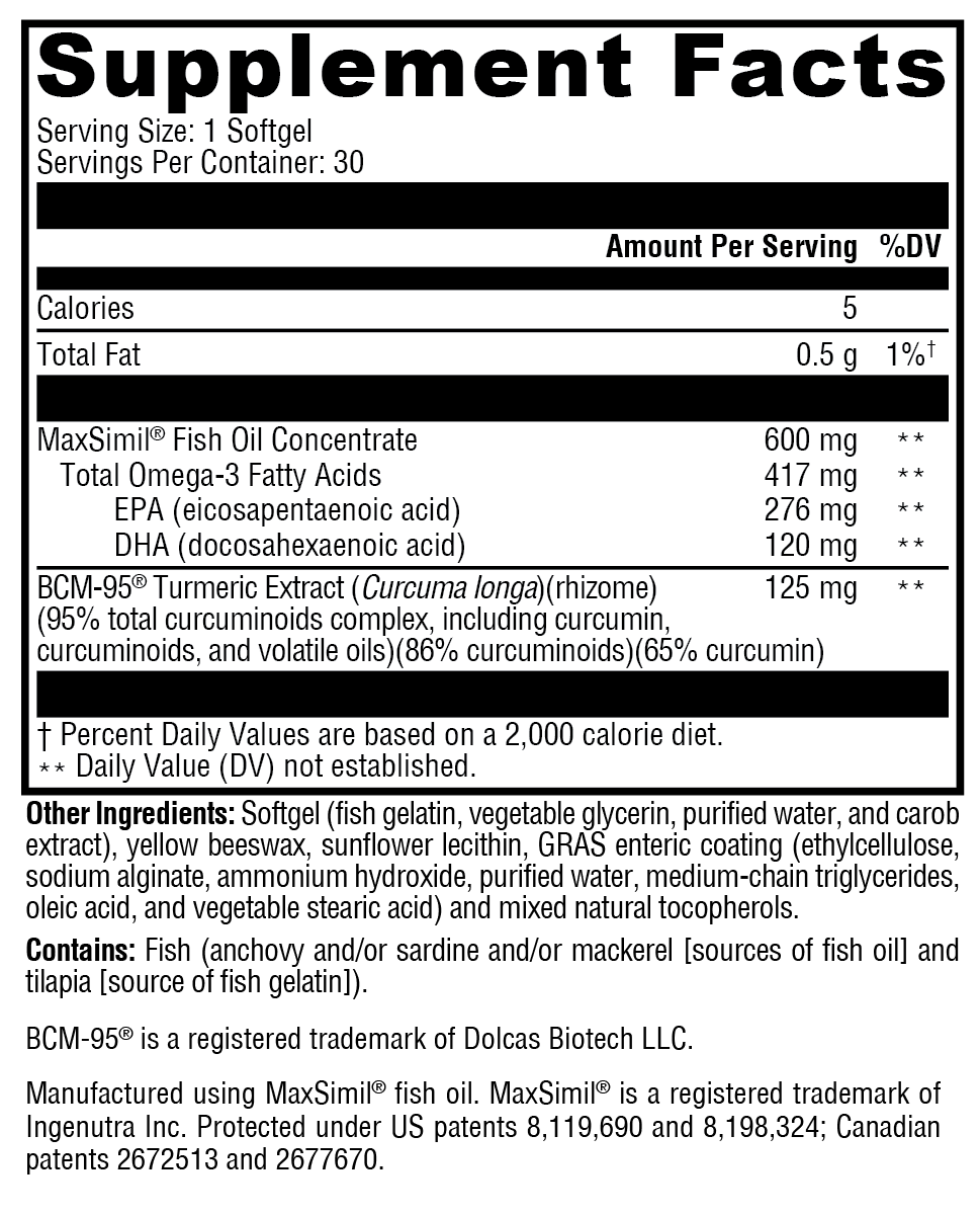 XYMOGEN Omega MonoPure® Curcumin EC 30 Softgels