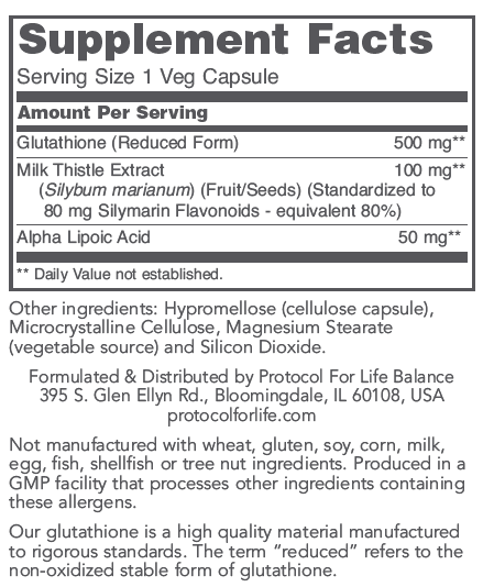 PROTOCOL FOR LIFE Glutathione 500 mg Plus