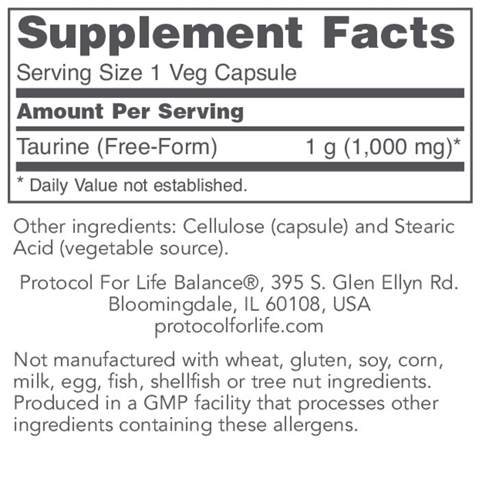 PROTOCOL FOR LIFE Taurine, Extra Strength 1,000 mg