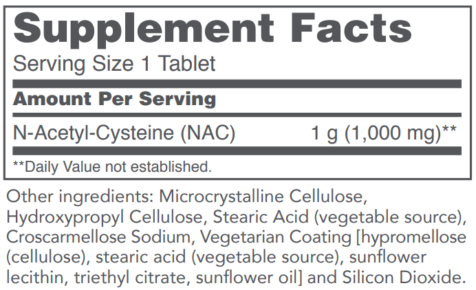 PROTOCOL FOR LIFE  NAC N-Acetyl Cysteine 1,000 mg