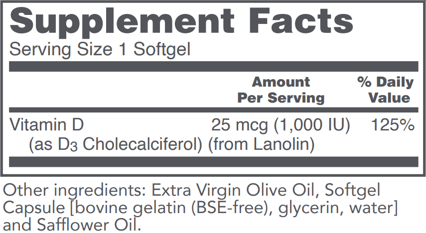 PROTOCOL FOR LIFE Vitamin D3 1,000 IU
