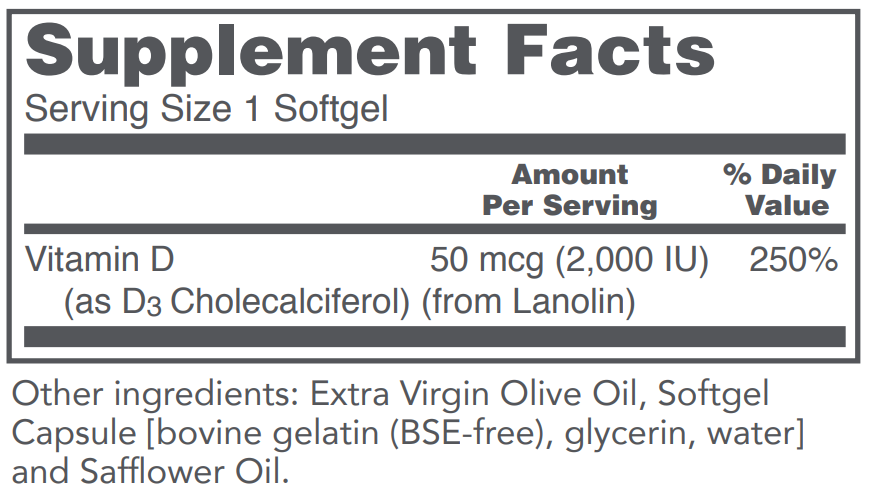 PROTOCOL FOR LIFE Vitamin D3 2,000 IU