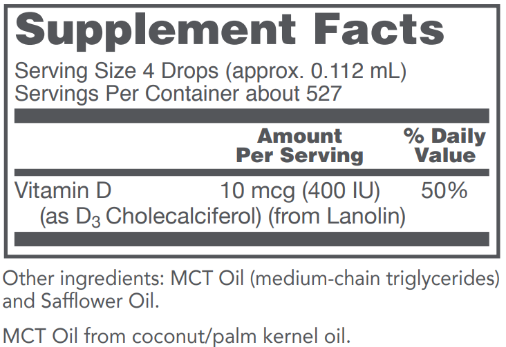 PROTOCOL FOR LIFE Vitamin D3 Liquid 400 IU/4 Drops