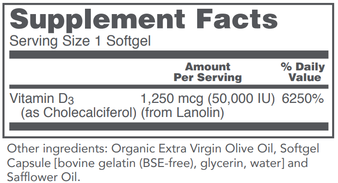 PROTOCOL FOR LIFE Vitamin D3 50,000 IU NEW SIZE!