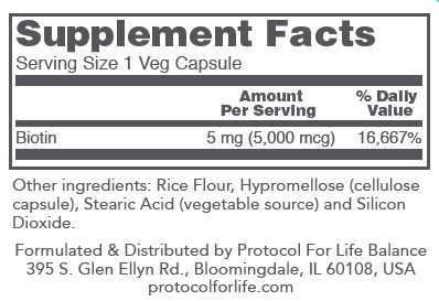 PROTOCOL FOR LIFE Biotin 5,000 mcg