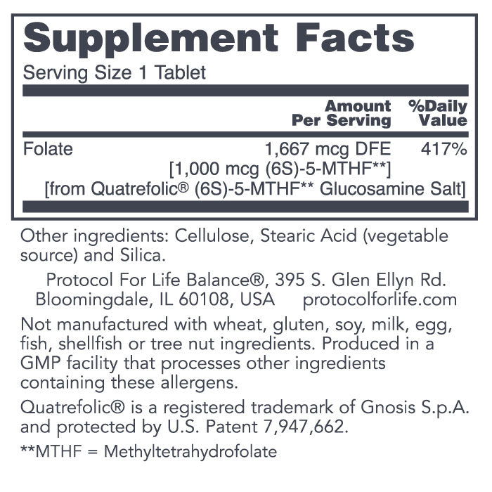 PROTOCOL FOR LIFE 5-Methyl Folate 1,000 mcg