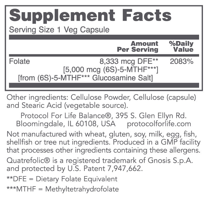 PROTOCOL FOR LIFE 5-Methyl Folate 5,000 mcg