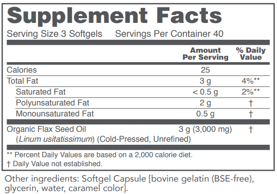 PROTOCOL FOR LIFE Flax Seed Oil 1,000 mg Organic