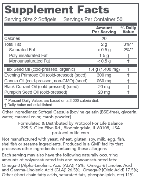 PROTOCOL FOR LIFE  Omega-3-6-9 1,000 mg