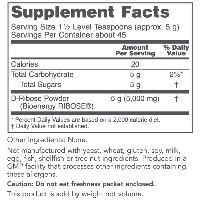 PROTOCOL FOR LIFE D-Ribose Powder, Bio Energy, Pure