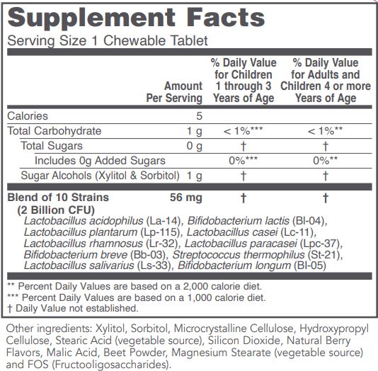 PROTOCOL FOR LIFE Chewable Probiotic, 2.5 Billion Input