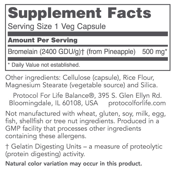 PROTOCOL FOR LIFE Bromelain 2400 gdu/500 mg