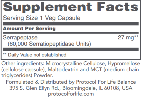 PROTOCOL FOR LIFE Serrapeptase 60,000 Units