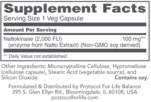 PROTOCOL FOR LIFE  Nattokinase 100 mg/2000 FU units