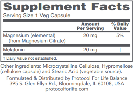 PROTOCOL FOR LIFE Melatonin - Maximum Strength 20 mg