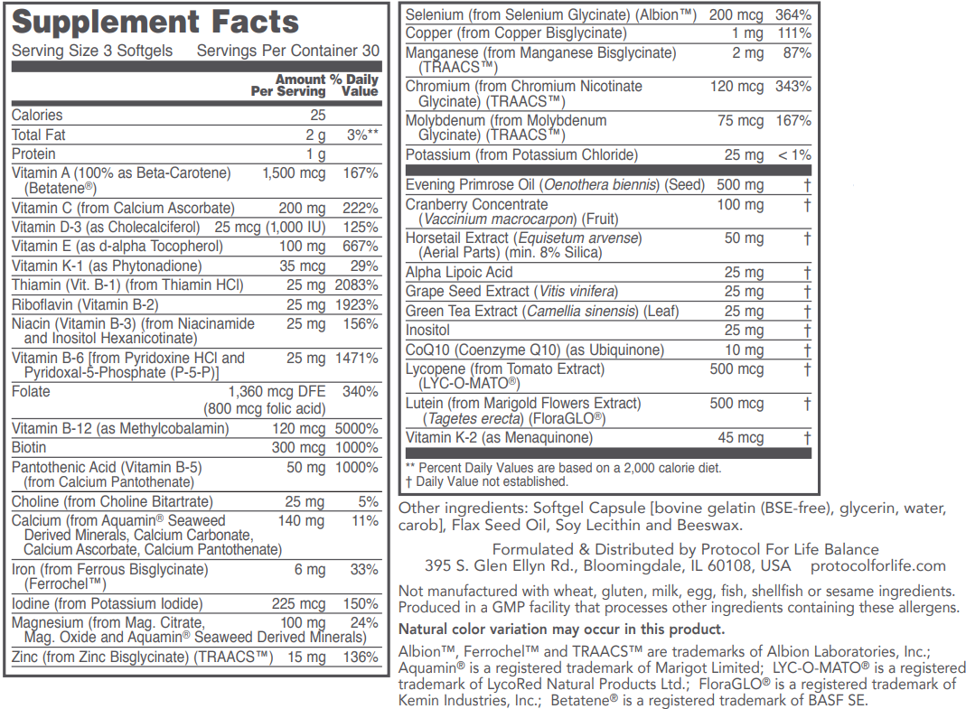 PROTOCOL FOR LIFE  Ortho Multi™ Softgel for Women
