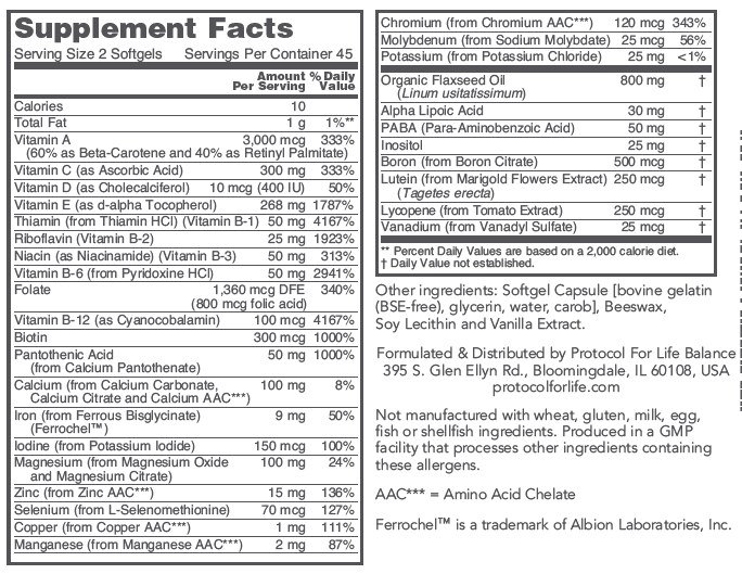 PROTOCOL FOR LIFE  Ortho Multi™ Softgel w/ Flax 400 mg