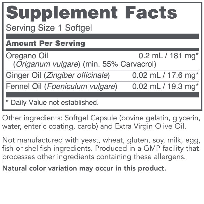 PROTOCOL FOR LIFE  Oregano Oil, Enteric Coated Softgels