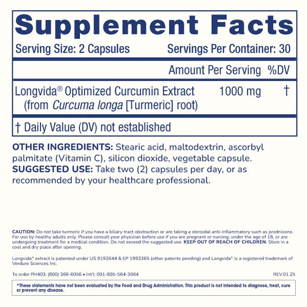 ProHealth Optimized Curcumin Longvida® - 500 mg, 60 capsules