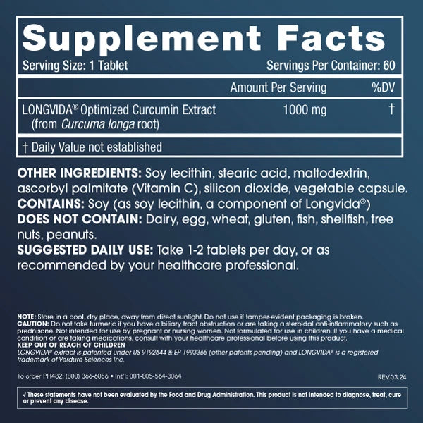 ProHealth Optimized Curcumin Longvida® - 1000 mg, 60 tablets