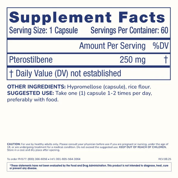 ProHealth Pterostilbene Pro 250 - 250 mg, 60 capsules