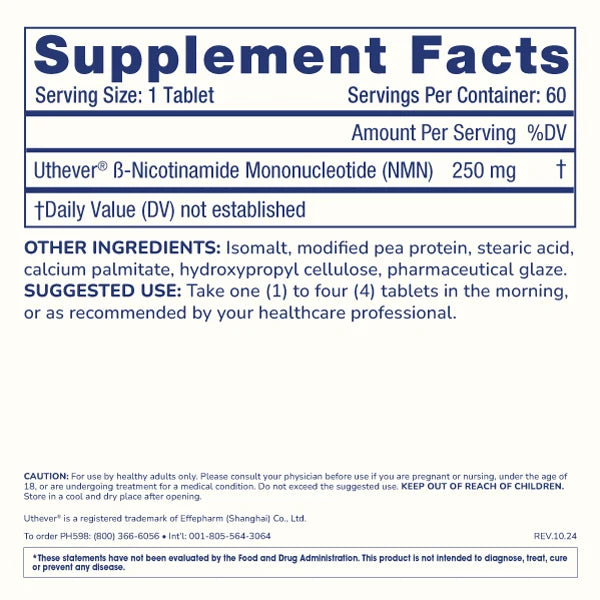 ProHealth NMN Pro 250™ Sustained Release - Uthever® NMN, 250 mg, 60 tablets