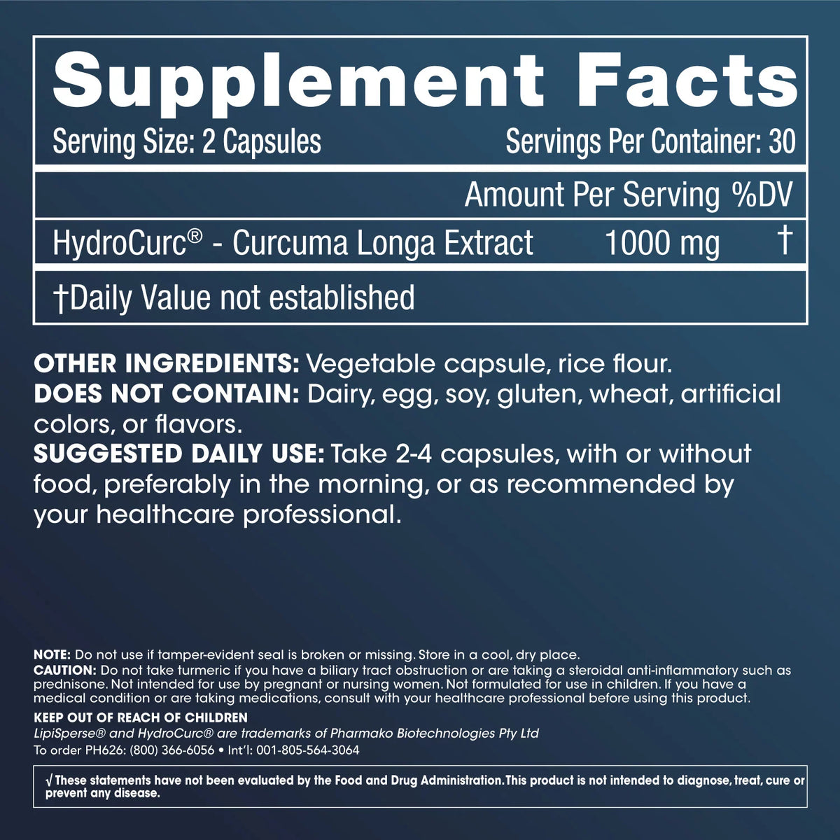 ProHealth HydroCurc® - 1000 mg per serving, 60 capsules