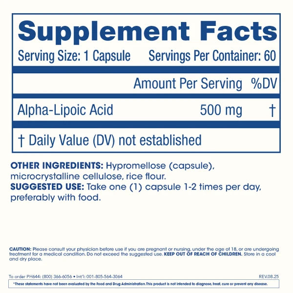 ProHealth Alpha Lipoic Acid - 1000 mg per serving, 60 capsules