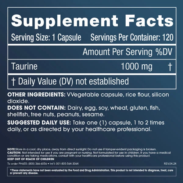 ProHealth Pure Taurine - 1000 mg, 120 capsules