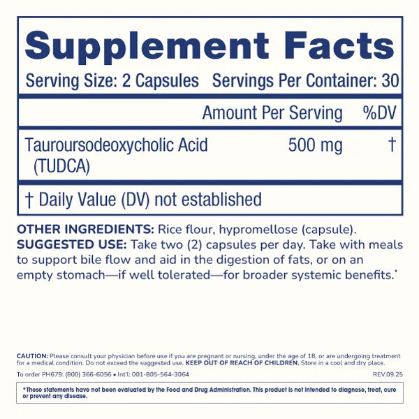 ProHealth Pure TUDCA - 500 mg per serving, 60 capsules