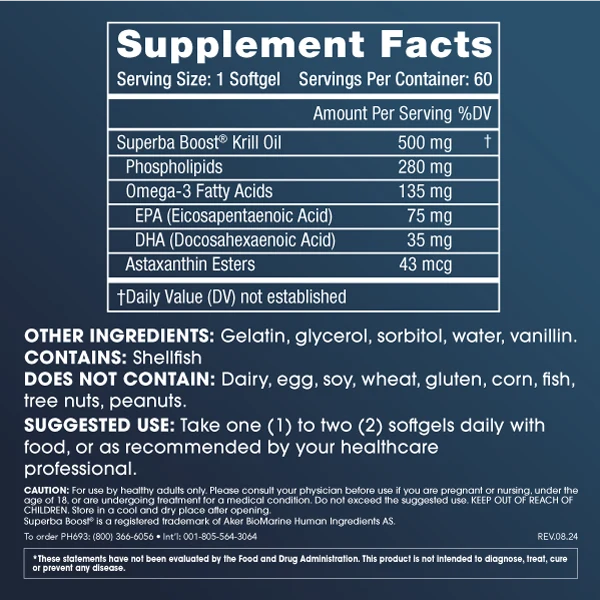 ProHealth Pure Krill Oil Omega-3 - 500 mg, 60 softgels