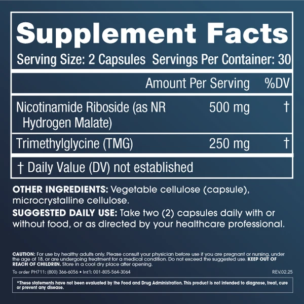 ProHealth Nicotinamide Riboside Pro 500 + 250 mg TMG per serving - 60 capsules