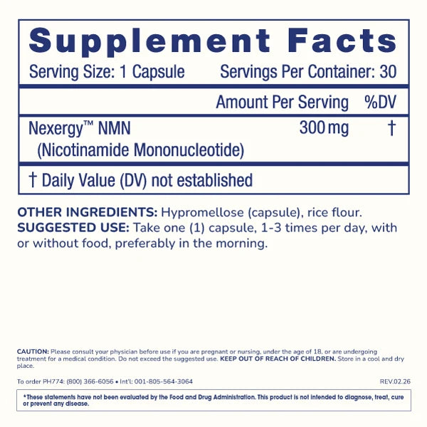 ProHealth Essentials NMN 300 - Nexergy™ NMN - 300 mg, 30 capsules