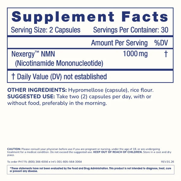 ProHealth Essentials NMN 1000 - Nexergy™ NMN - 1000 mg, 60 capsules