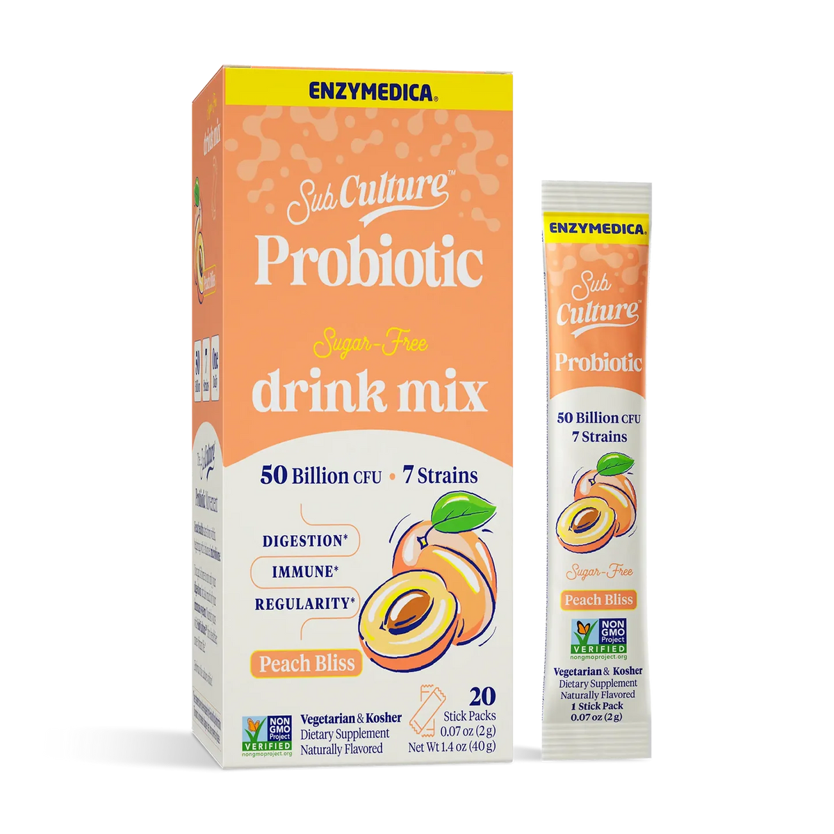 Enzyme Science SubCulture™ Peach Bliss Sugar-Free Probiotic Drink Mix