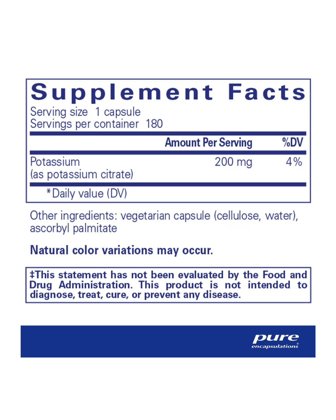 Pure Encapsulations Potassium citrate supplement bottle image