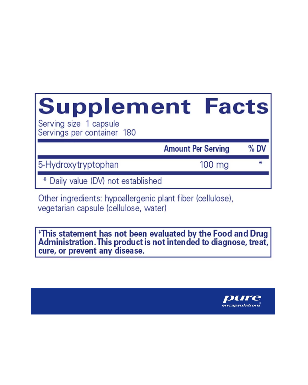 Pure Encapsulations 5-HTP 100 mg supplement bottle and label design