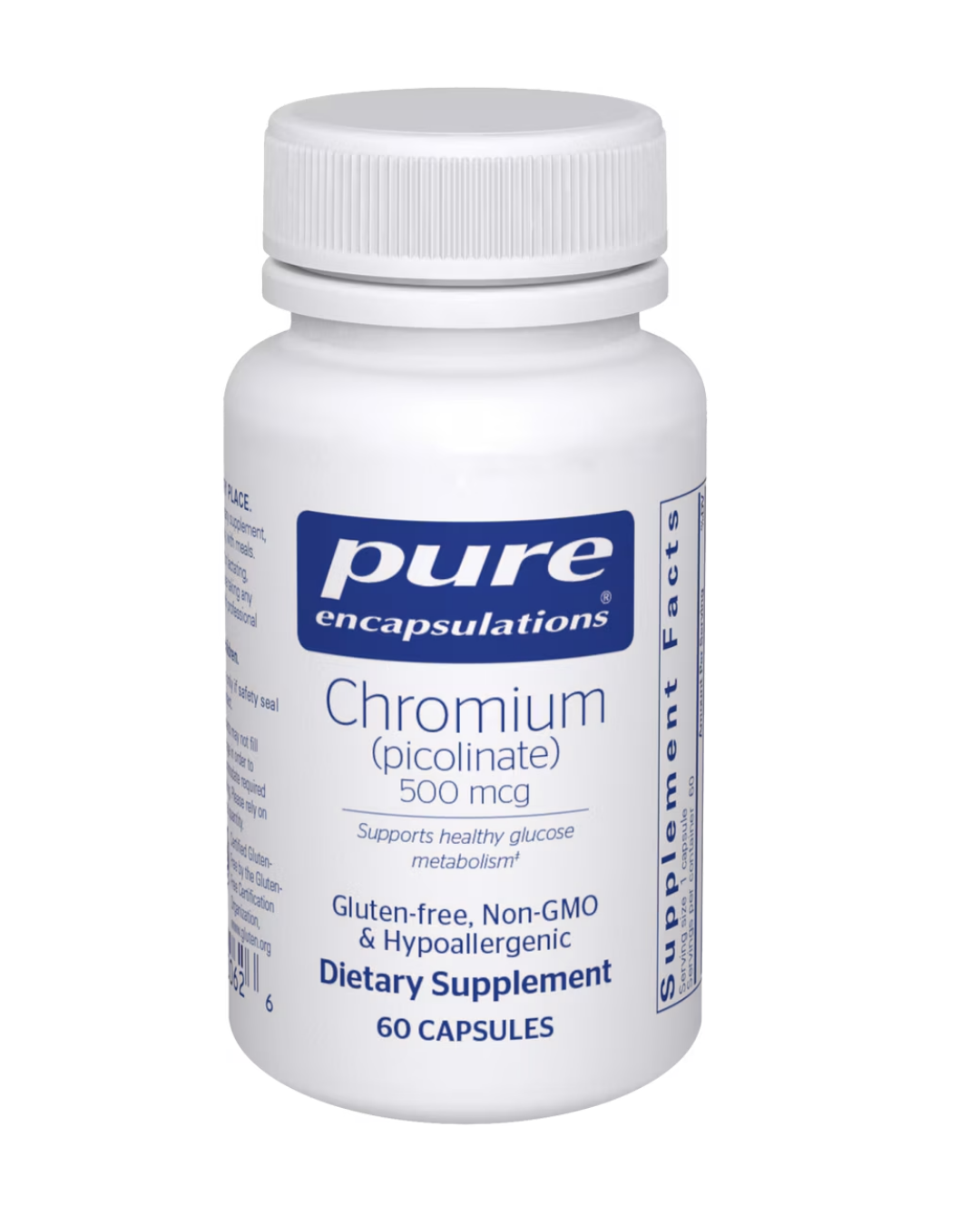 Pure Encapsulations Chromium picolinate 500 mcg supports glucose metabolism and energy balance