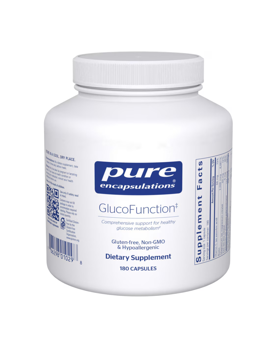 Pure Encapsulations GlucoFunction label showing supplement facts and usage information