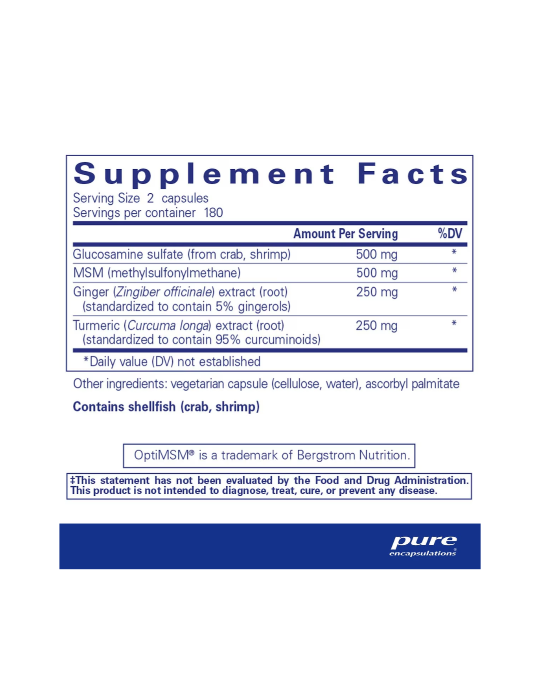 Pure Encapsulations Glucosamine Sulfate 1,000 mg supplement bottle packaging