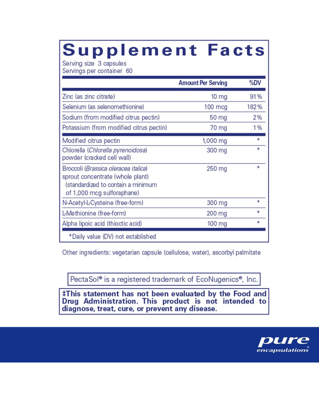 Pure Encapsulations HM Complex supplement container packaging design